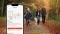 Op de afbeelding is het scherm van de Savings Assistant-app te zien, met op de achtergrond een gezin dat op een herfstdag een wandeling maakt.